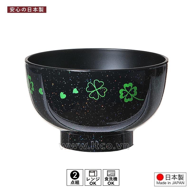 Bát nhựa tròn họa tiết cỏ ba lá (Ø11×6.8cm)