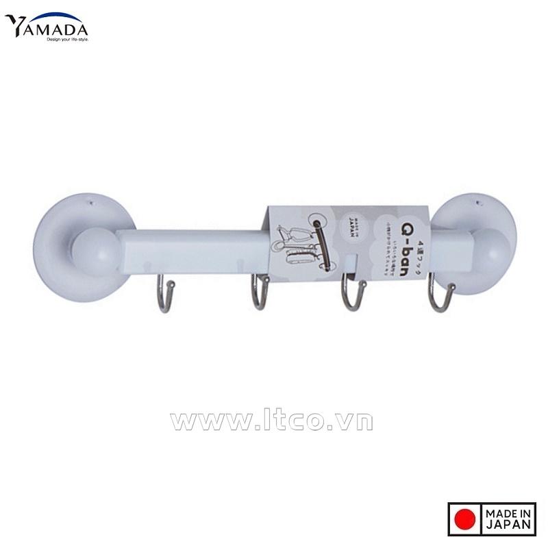 Thanh nhựa 4 móc treo đồ núm hít chân không - New