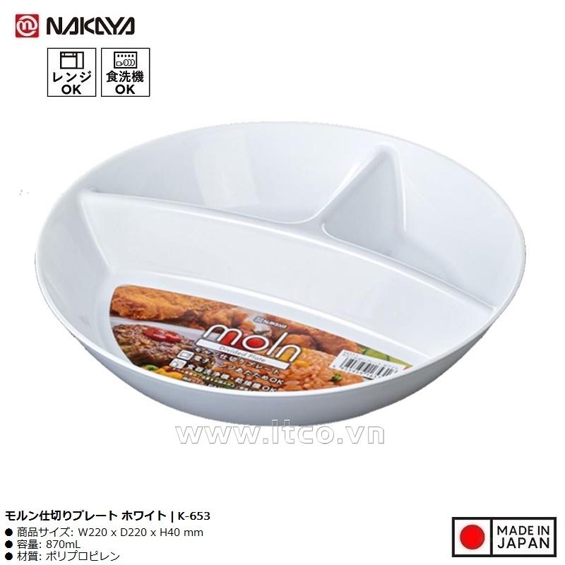 Đĩa chia 03 ngăn hình tròn Nakaya Moln 870mL