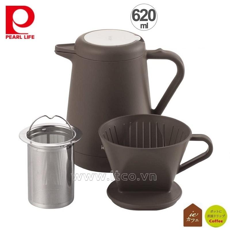 Bộ bình pha trà & cà phê cách nhiệt Pearl Metal 620ml - Nâu