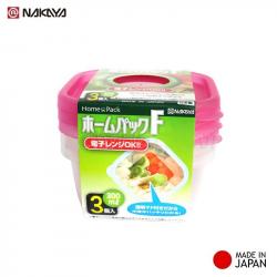 Bộ 3 hộp thực phẩm Nakaya 300ml - Nắp hồng_1