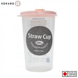 Cốc uống nước có lỗ cắm ống hút Straw Cup 500ml (màu hồng)_11